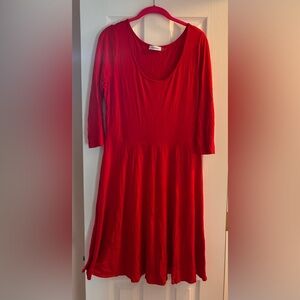 Calvin Klein Vibrant Red Long Sleeve Dress